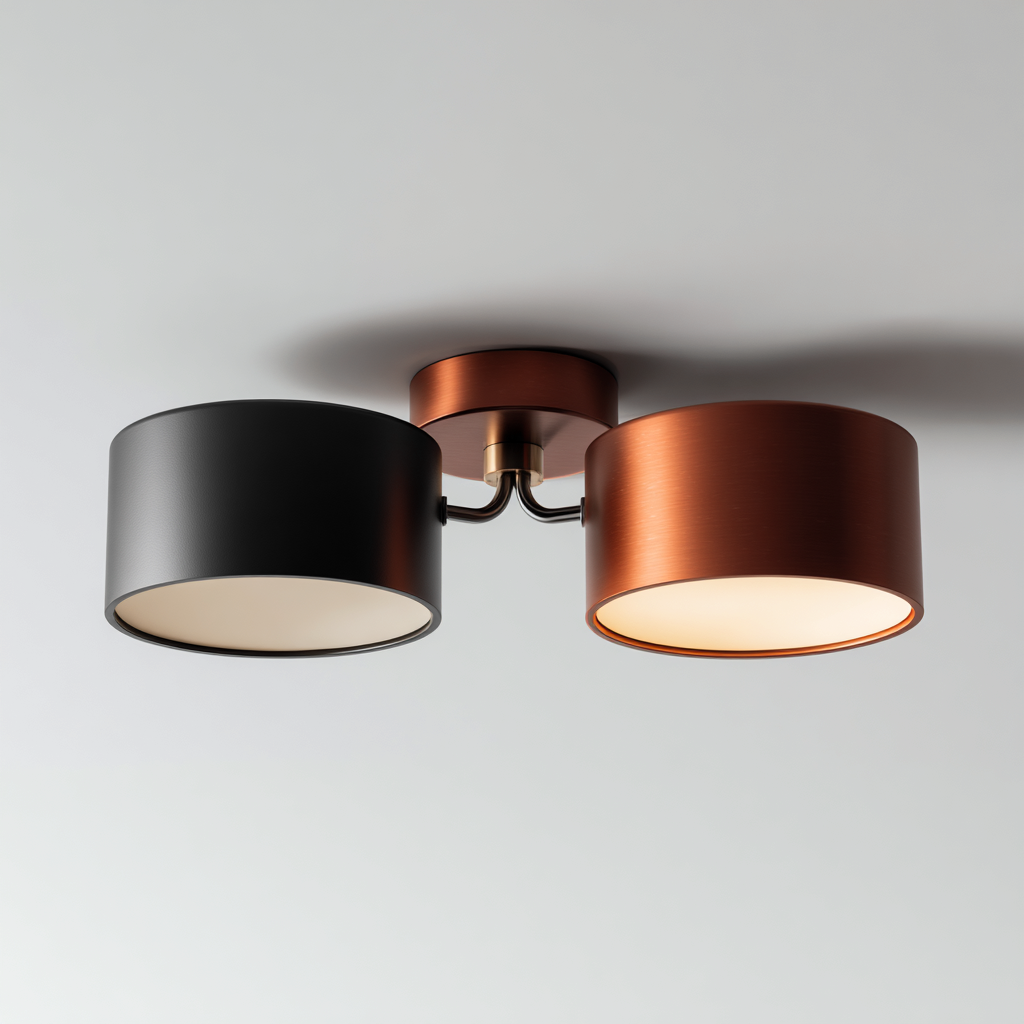 Lámpara de techo metal 36x18x17 cm - negro - cobre - diseño moderno apta para interiores-Miviahanest
