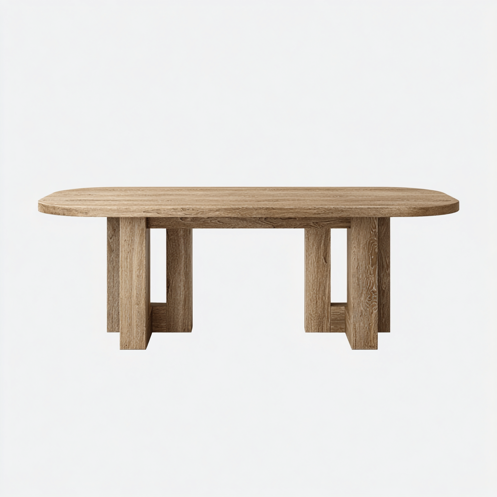 Mesa de comedor apto para comedor estructura completa de madera roble 220x100x76 cm - madera natural - diseño moderno-Miviahanest