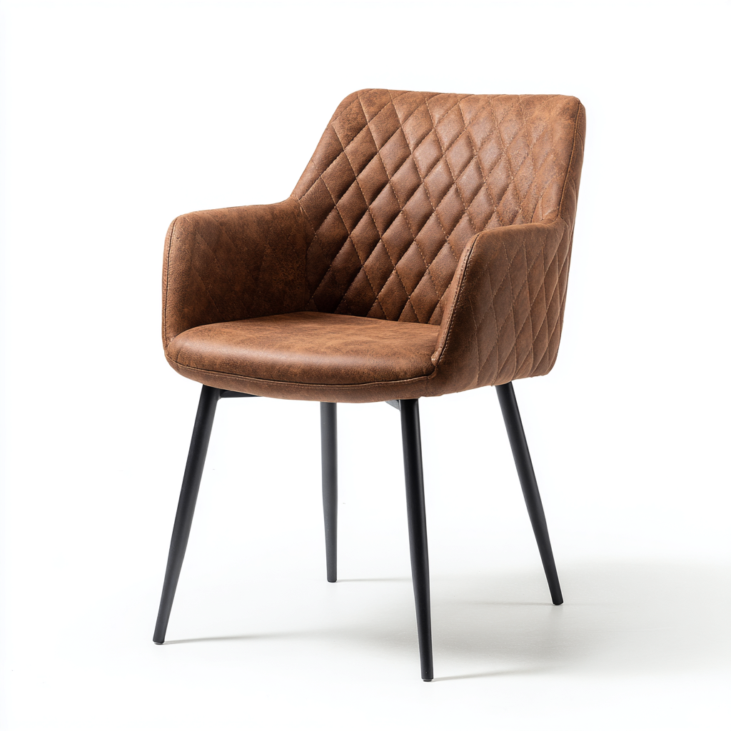 Silla de comedor tapizada en piel sintética 58x54x82 cm - marrón - negro - diseño moderno para comedor-Miviahanest