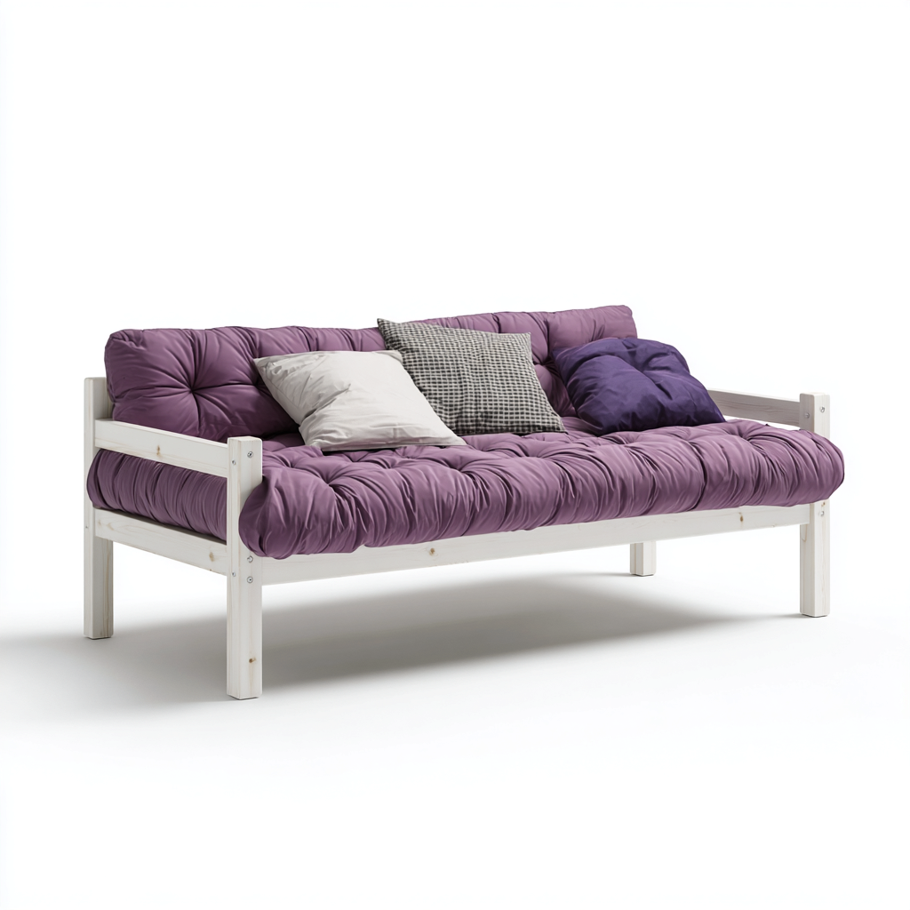 Sofá cama madera 190x90x75 cm - púrpura - blanco - diseño moderno apto para dormitorio-Miviahanest
