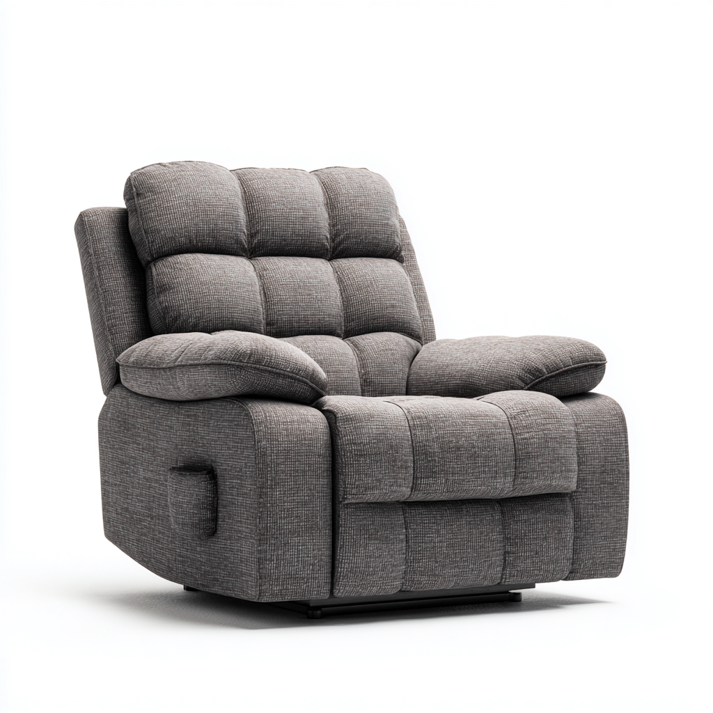 Sillón reclinable de tela 104x97x105 cm gris diseño moderno para sala de estar-Miviahanest