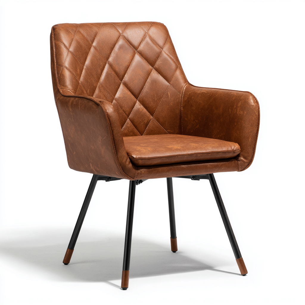 Silla de comedor tapizada en piel sintética 58x54x82 cm - marrón - negro - diseño moderno para comedor-Miviahanest