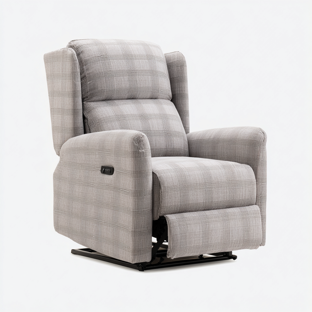 Sillón reclinable de tela 102x94x103 cm gris claro diseño moderno para sala de estar-Miviahanest