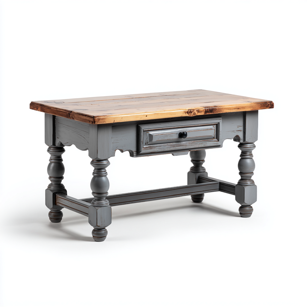 Mesa de centro de madera maciza 108x62x48 cm - gris - madera natural - diseño rústico para salón-Miviahanest