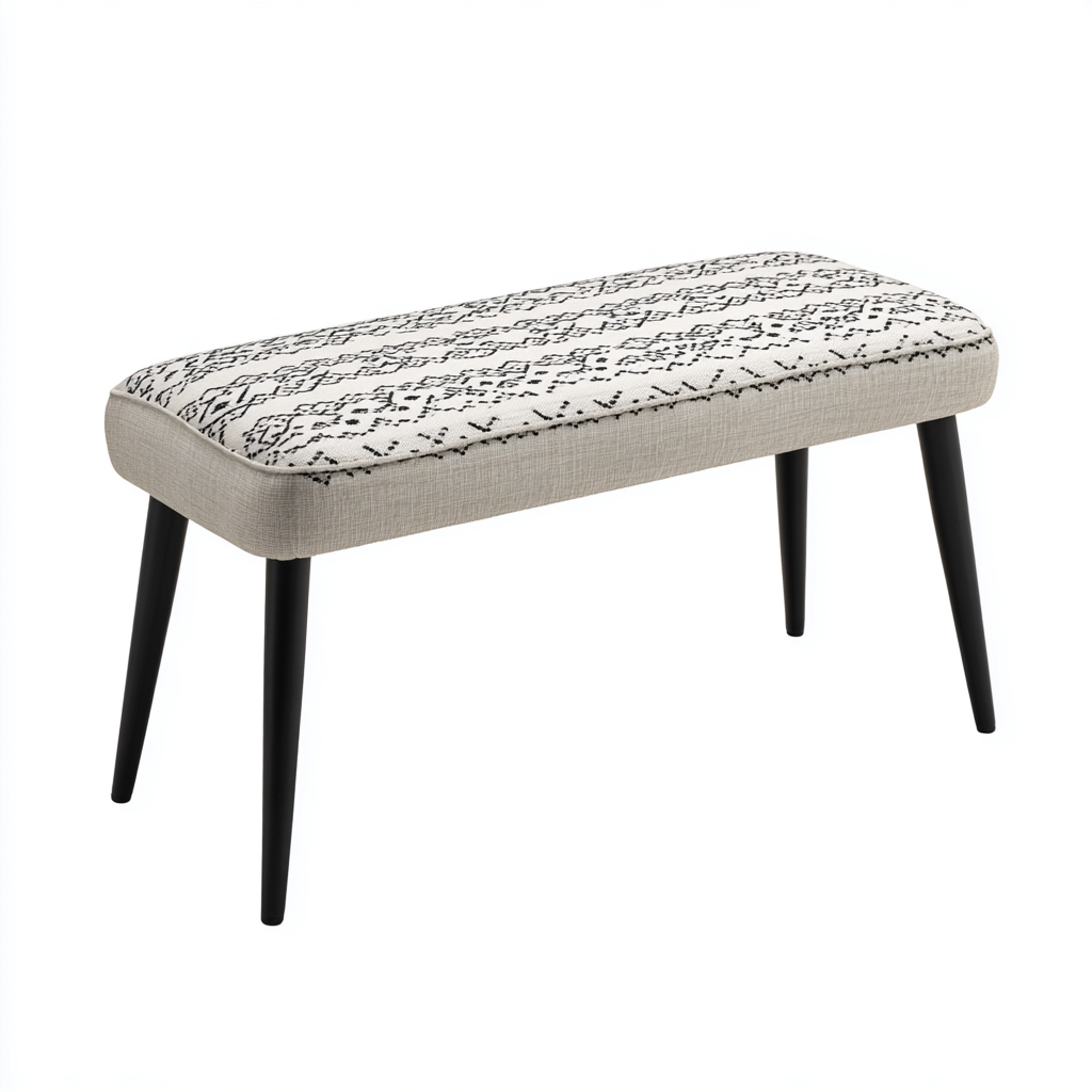Banco de dormitorio tapizado en tela 100x40x45 cm - beige - negro - diseño moderno apto para dormitorio-Miviahanest