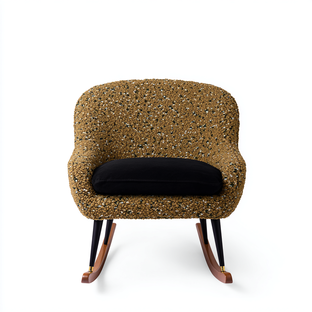 Mecedora tapizada 92x66x80 cm - marrón - negro - diseño moderno - apta para salón-Miviahanest