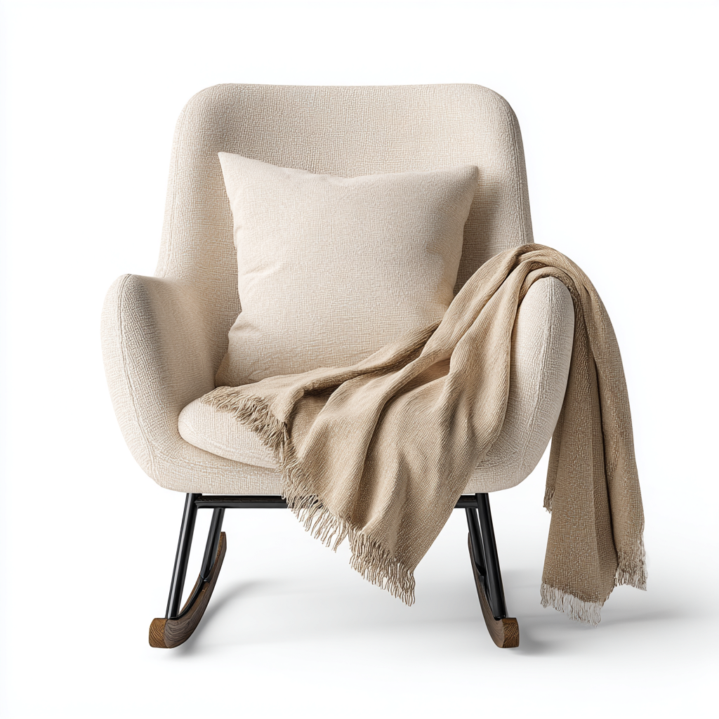 Mecedora tapizada 102x78x94 cm - beige - diseño moderno - apta para salón-Miviahanest