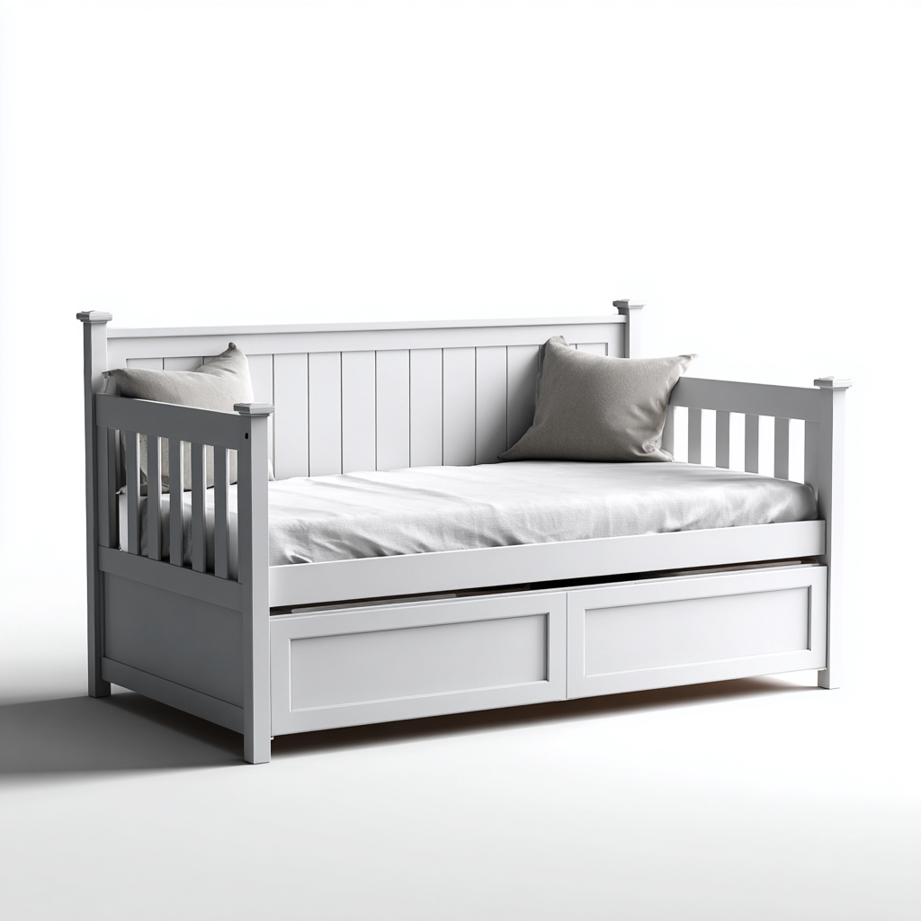 Sofá cama madera 210x100x95 cm blanco - adecuado para dormitorio - diseño clásico-Miviahanest