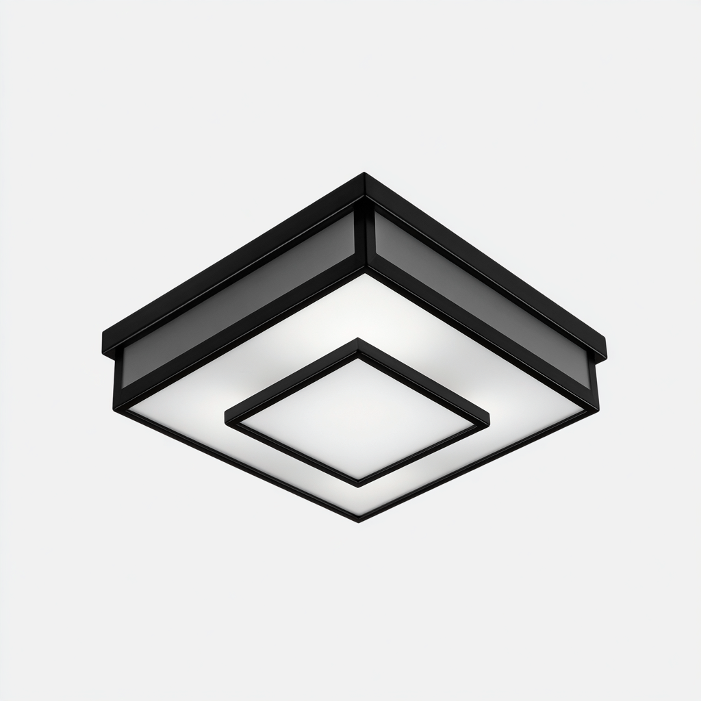 Lámpara de techo metal y acrílico 40x40x10 cm - negro - blanco - diseño moderno apta para interiores-Miviahanest