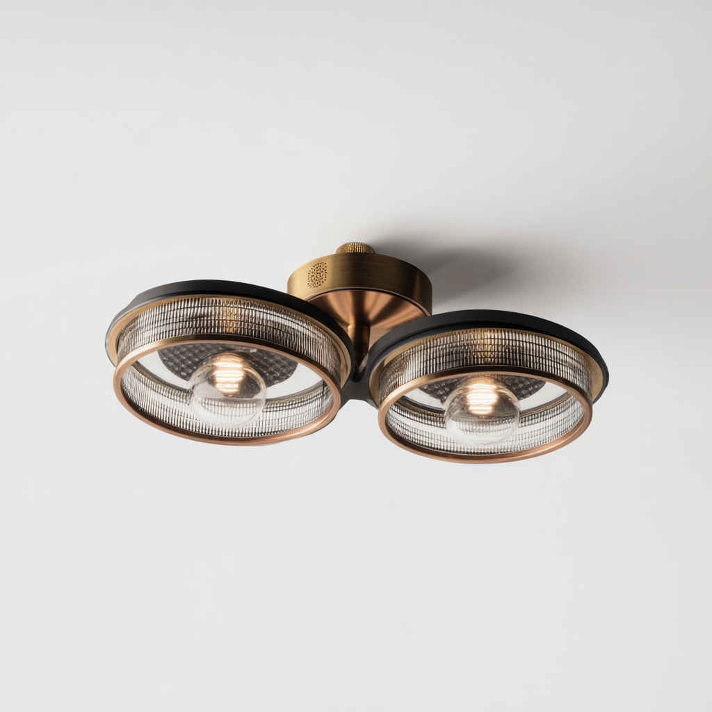 Lámpara de techo metal y cristal 33x18x14 cm - negro - dorado - diseño moderno apta para interiores-Miviahanest