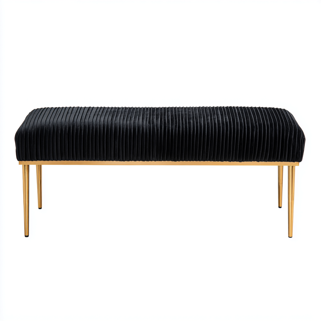 Banco de dormitorio tela 110x40x45 cm - negro - adecuado para dormitorio - estilo moderno-Miviahanest