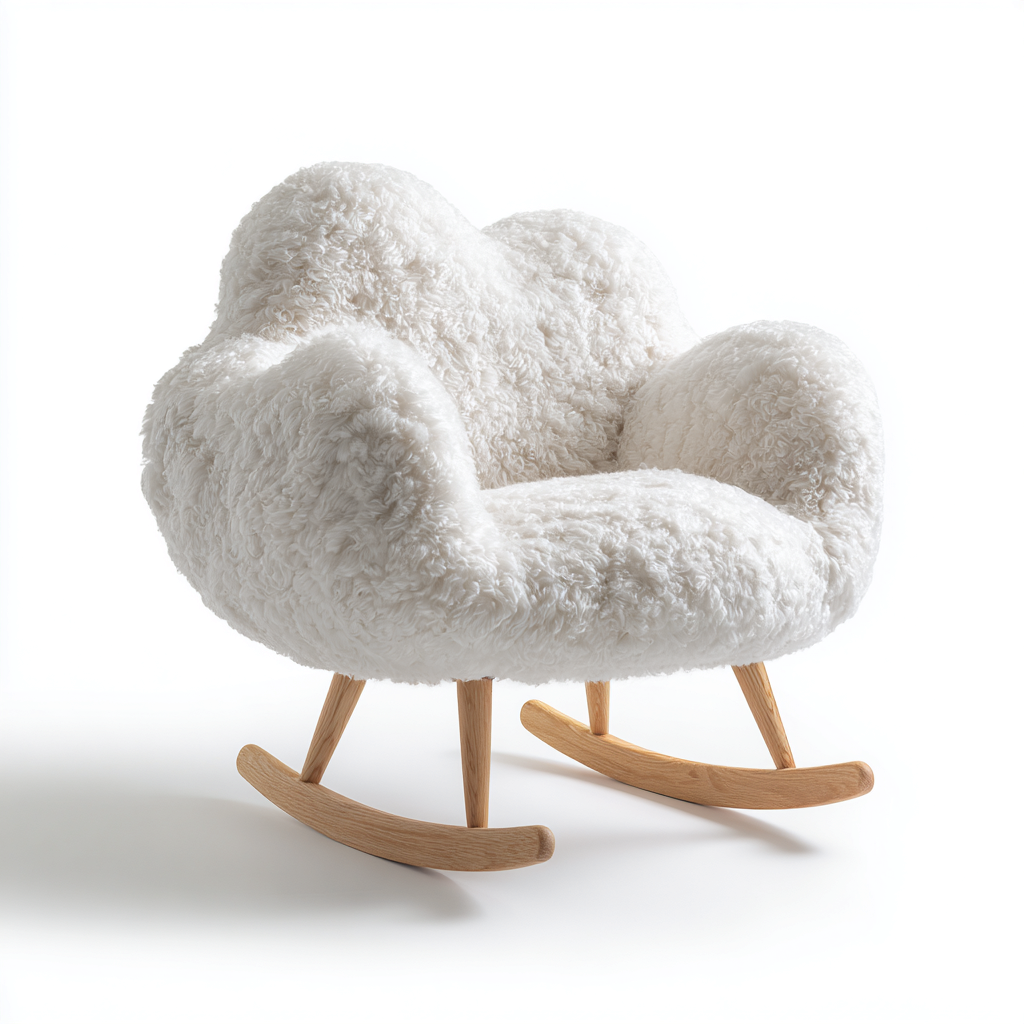 Mecedora tapizada borreguillo 95x75x85 cm - blanco - diseño moderno - apta para salón-Miviahanest
