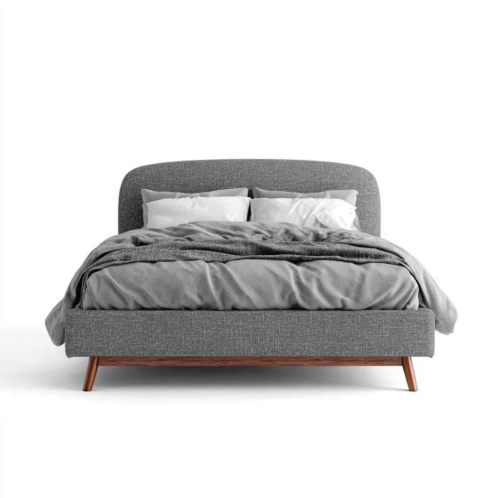 Cama matrimonial tapizada 200x180x110 cm gris para dormitorio diseño moderno-Miviahanest