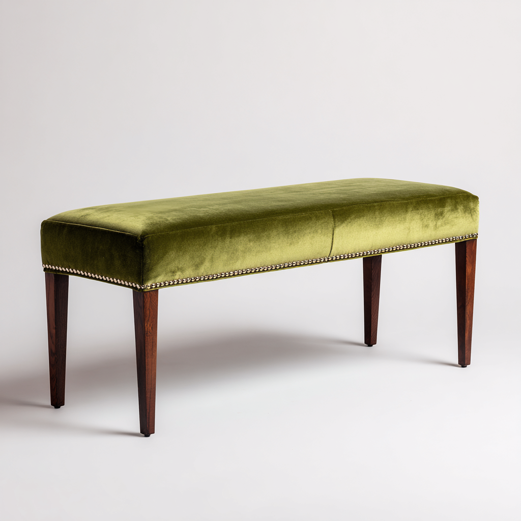 Banco de dormitorio tapizado terciopelo 115x40x45 cm - verde - estilo clásico moderno - para dormitorio-Miviahanest
