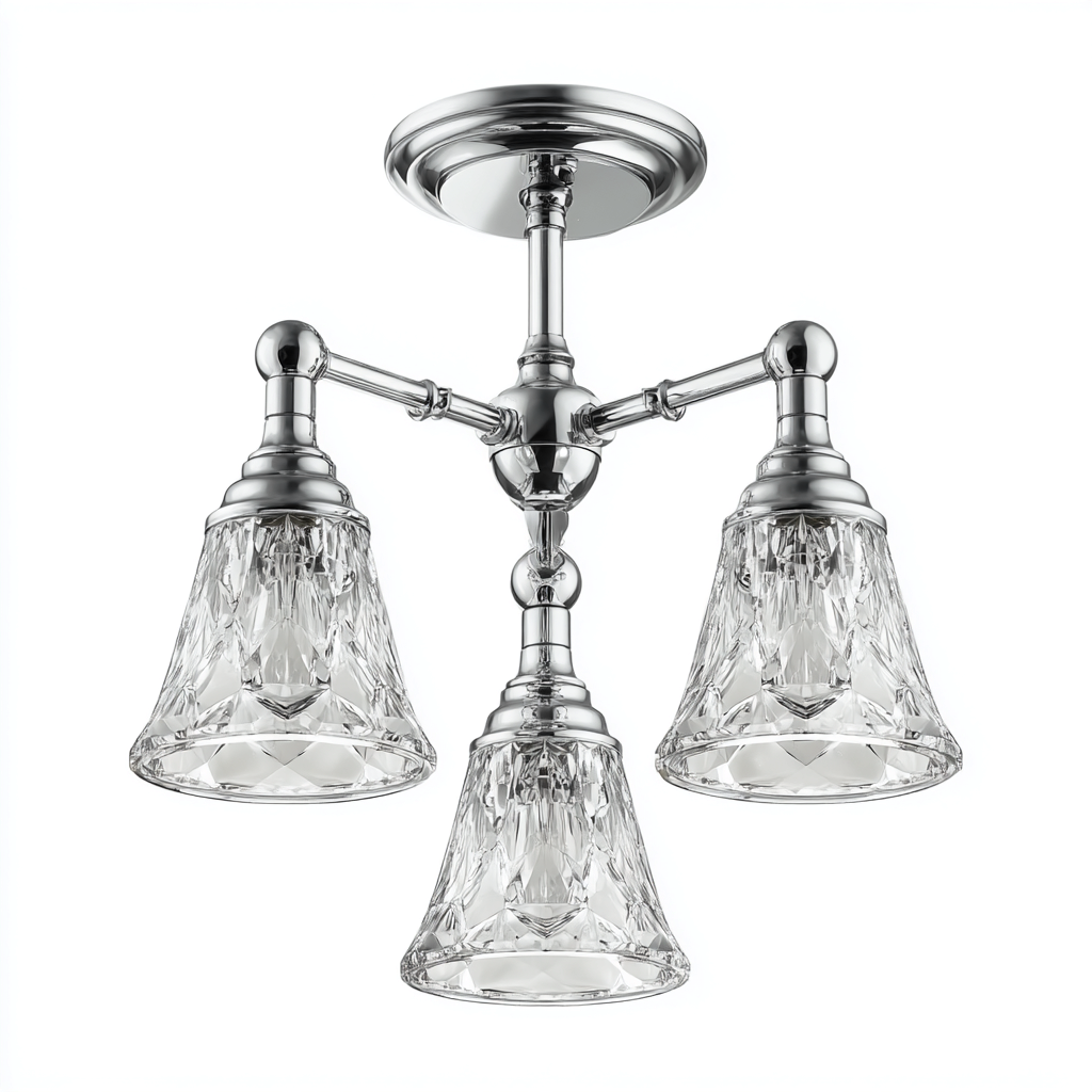 Lámpara de techo metal - vidrio 38x38x28 cm - Plateado - Transparente - Diseño clásico para salón-Miviahanest