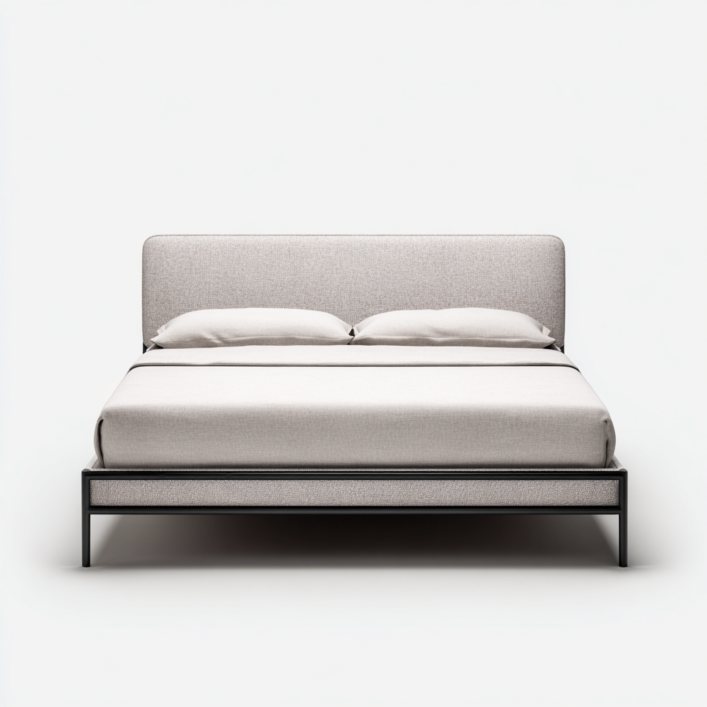 Cama matrimonial tapizada 200x180x100 cm beige para dormitorio diseño moderno-Miviahanest