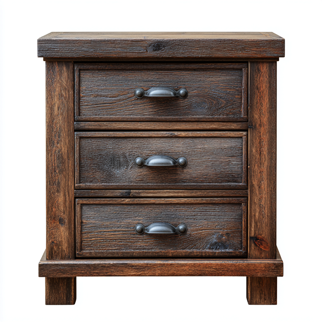 Mesita de noche madera 58x40x67 cm - marrón oscuro - estilo rústico apto para dormitorio-Miviahanest