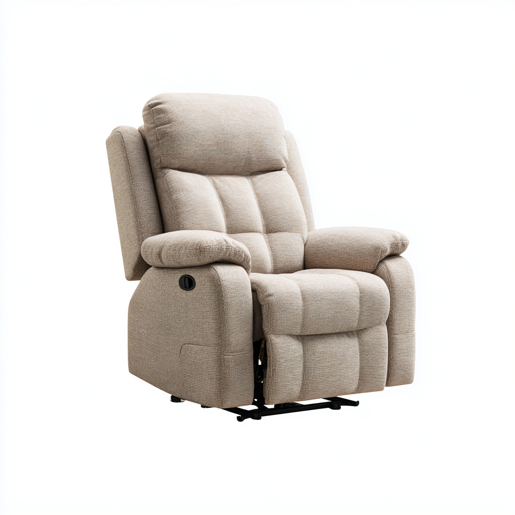 Sillón reclinable tapizado tela 99x93x107 cm - beige - diseño ergonómico - apto para salón-Miviahanest
