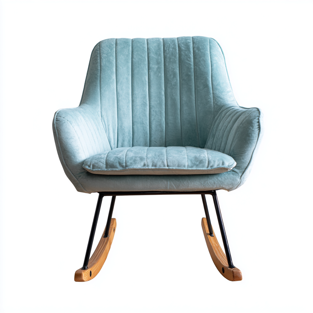 Mecedora tapizada terciopelo 100x75x95 cm - azul claro - diseño moderno - apta para salón-Miviahanest