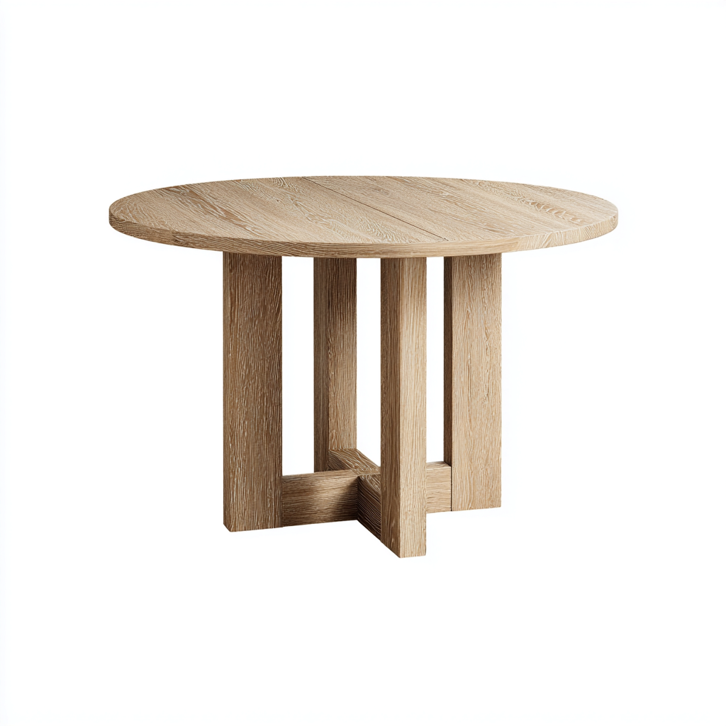 Mesa de comedor apto para comedor estructura completa de madera roble 120x120x76 cm - madera natural - diseño moderno-Miviahanest