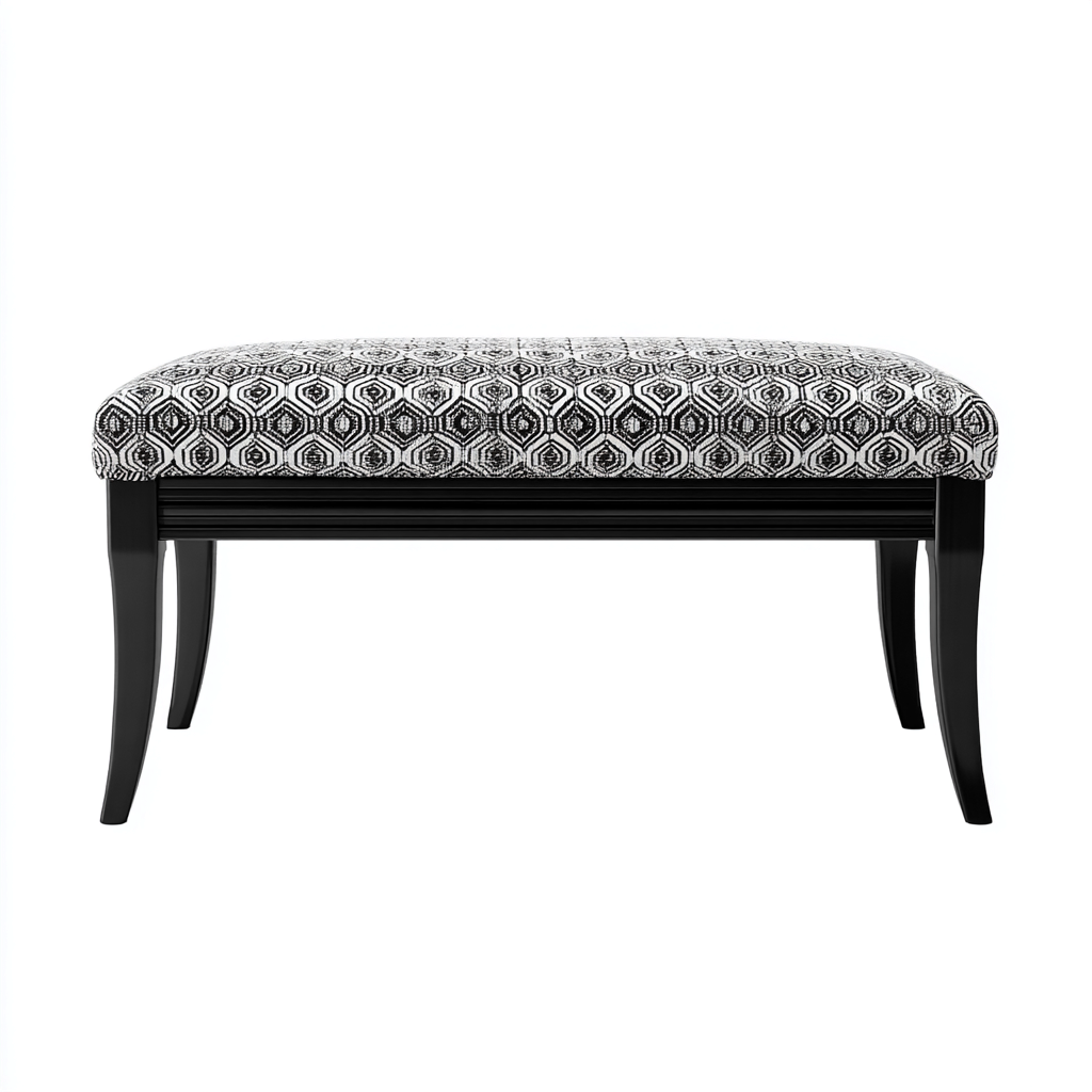 Banco de dormitorio tapizado en tela 90x40x45 cm - blanco - negro - diseño clásico moderno apto para dormitorio-Miviahanest