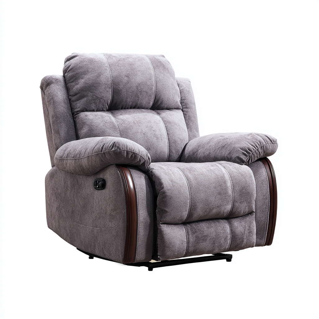 Sillón reclinable de tela 101x95x104 cm gris diseño clásico para sala de estar-Miviahanest