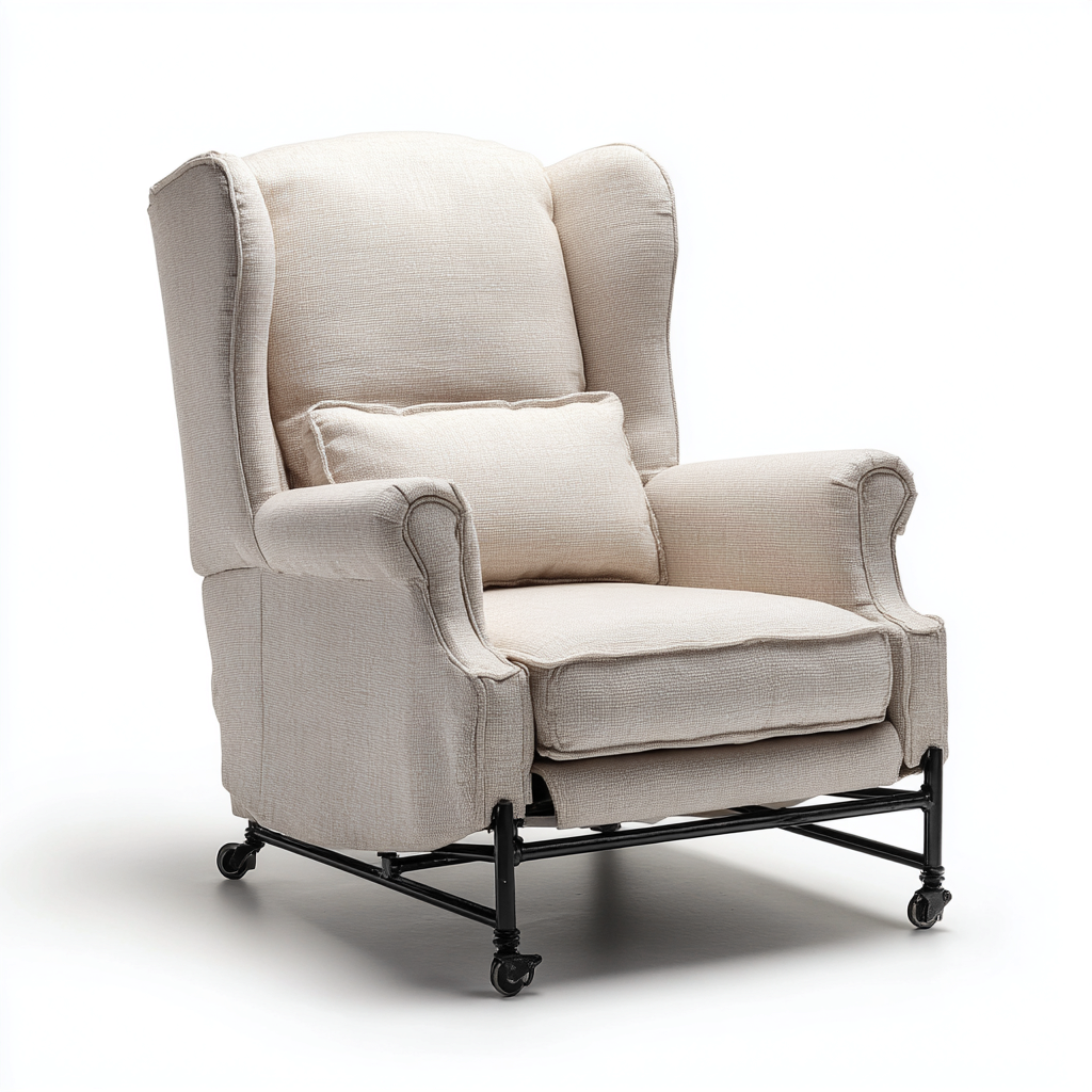 Sillón reclinable de tela 104x95x108 cm beige diseño clásico para sala de estar-Miviahanest