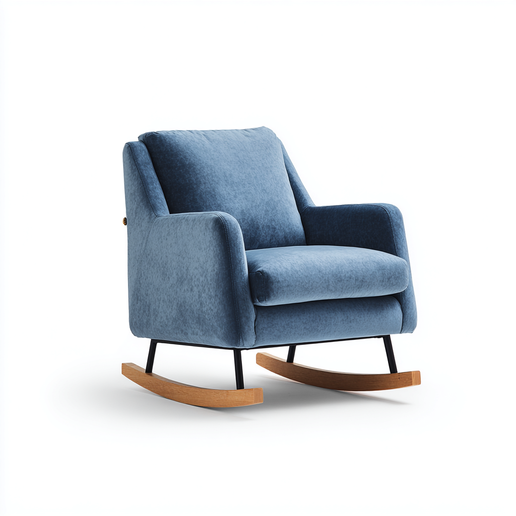 Mecedora tapizada terciopelo 100x75x95 cm - azul - diseño moderno - apta para salón-Miviahanest