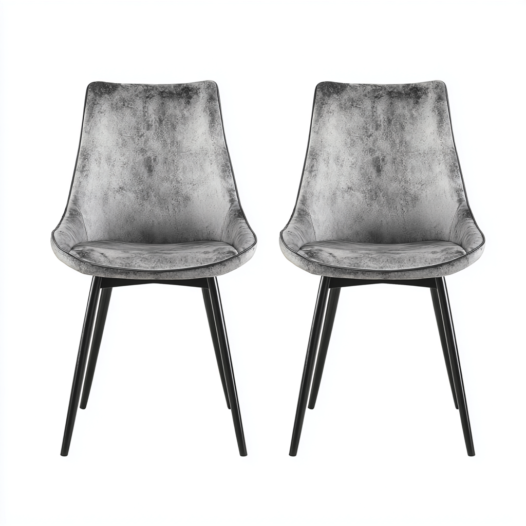 Silla de comedor tapizadas en terciopelo 55x45x85 cm - Gris - Diseño moderno aptas para comedor-Miviahanest