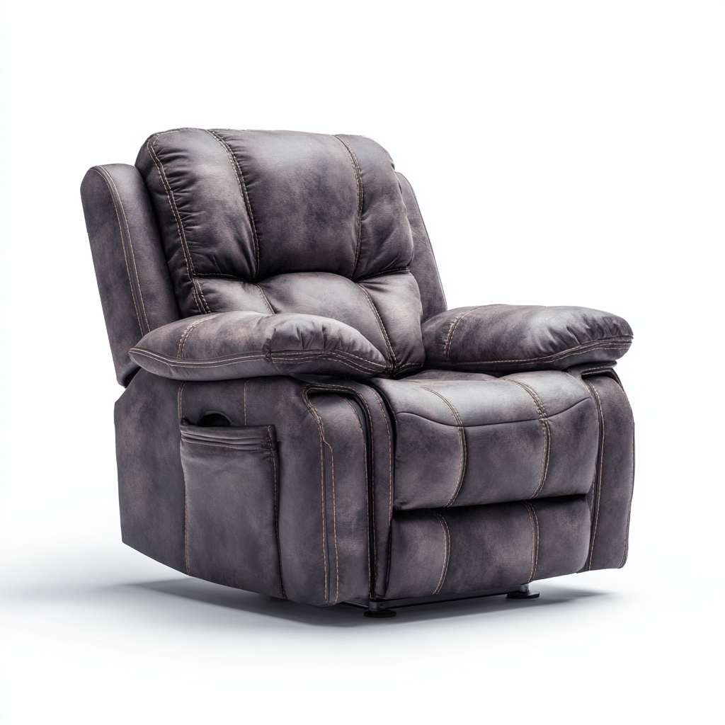 Sillón reclinable de piel sintética 97x90x103 cm gris diseño moderno para sala de estar-Miviahanest