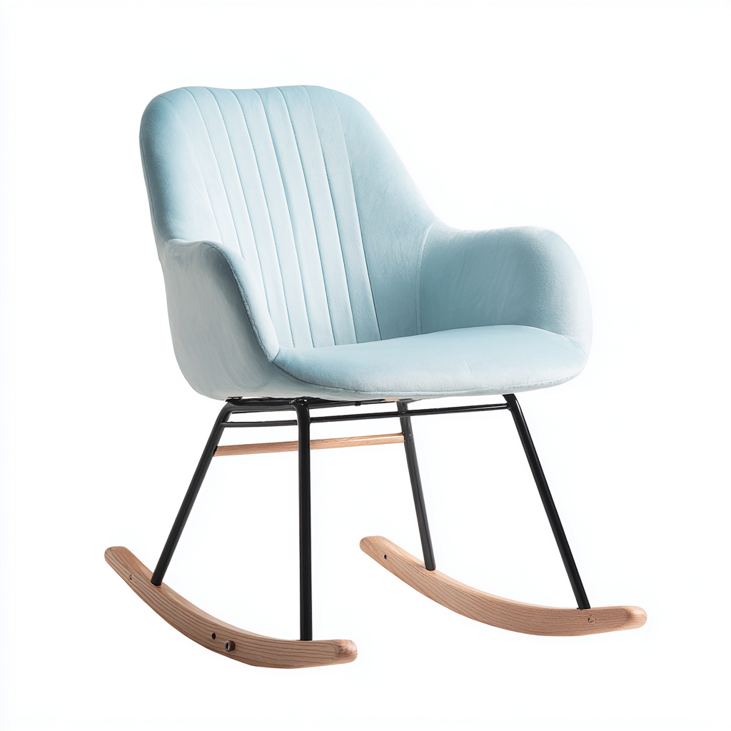 Mecedora tapizada terciopelo 98x74x93 cm - azul claro - diseño moderno - apta para salón-Miviahanest