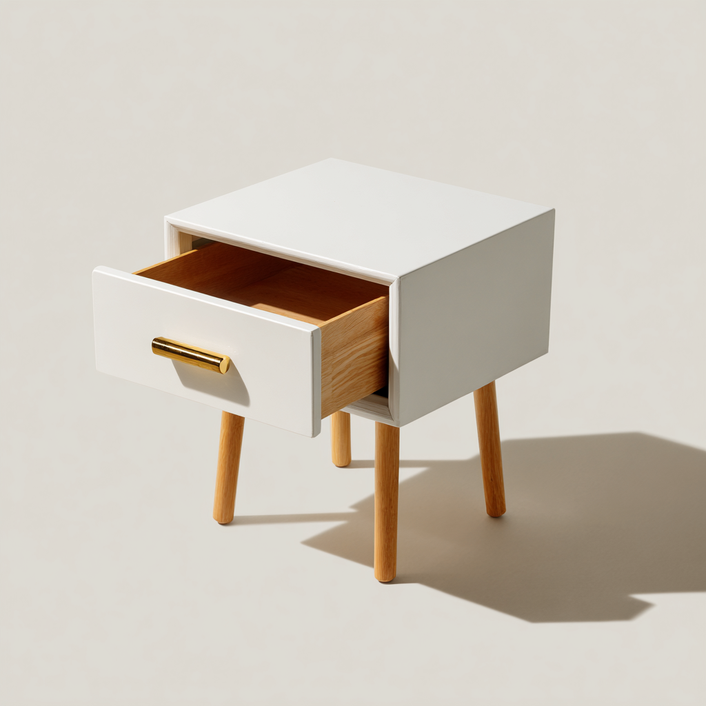 Mesita de noche - MDF - madera - 40x30x50 cm - blanco - madera - apto para dormitorio - diseño nórdico-Miviahanest