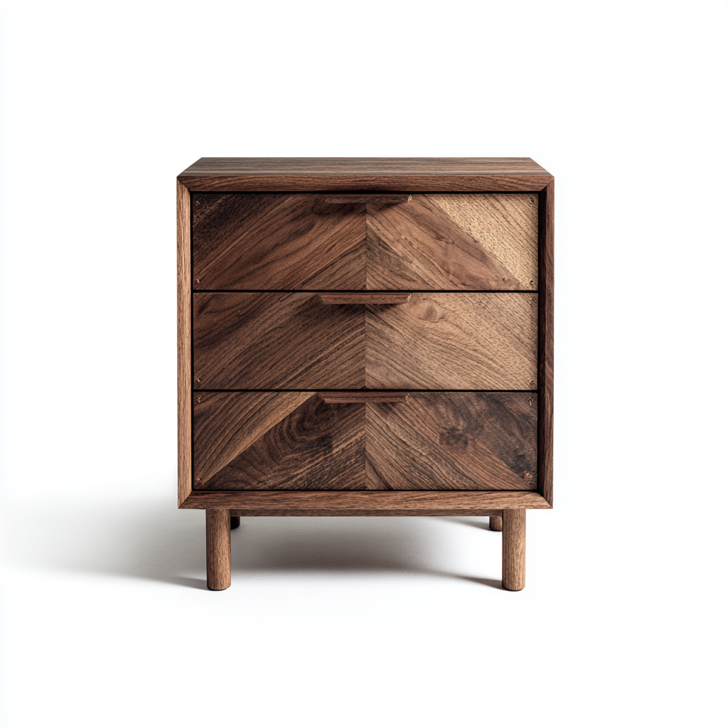 Mesita de noche madera 58x40x72 cm - nogal oscuro - estilo moderno apto para dormitorio-Miviahanest