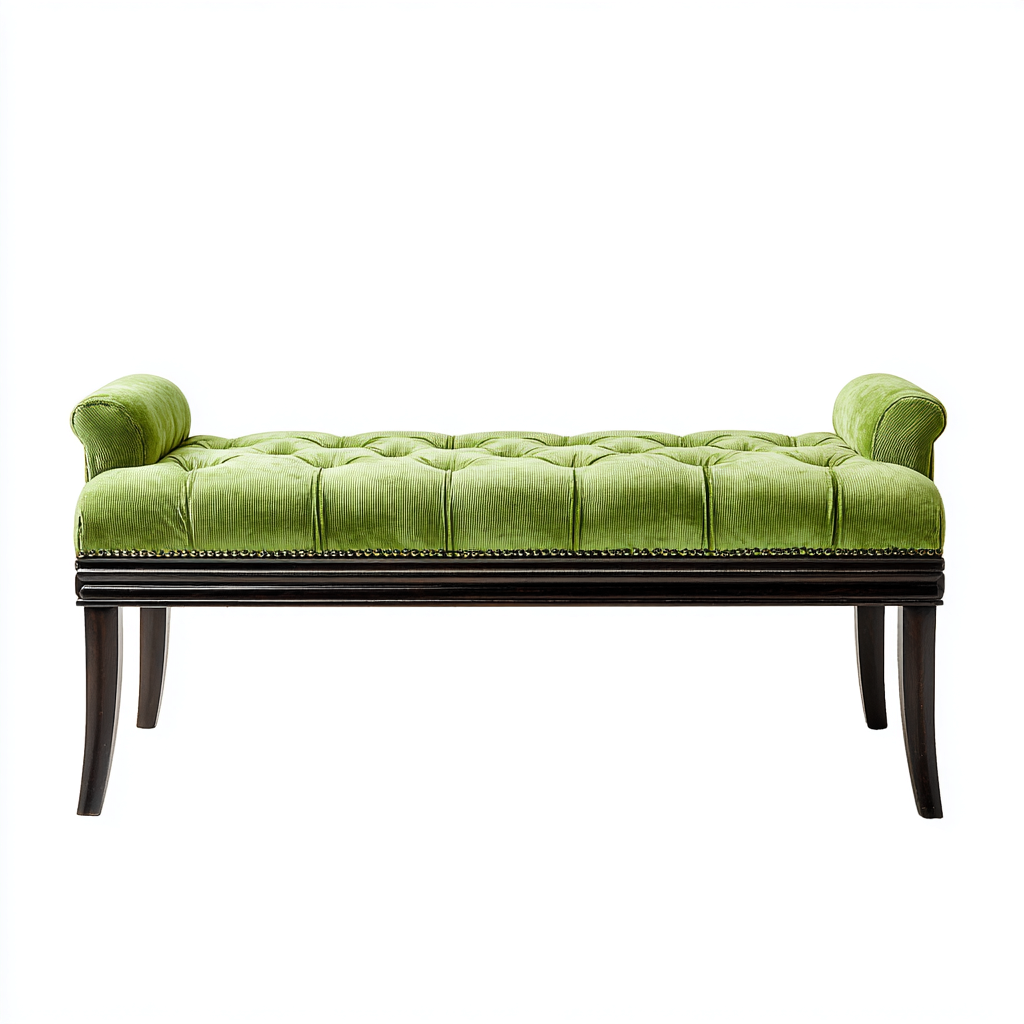 Banco de dormitorio tapizado en tela 125x45x55 cm - verde - negro - diseño clásico con reposabrazos y capitoné apto para dormitorio-Miviahanest