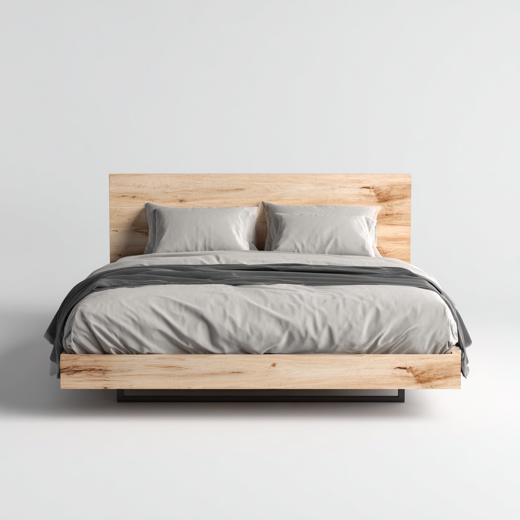 Cama matrimonial de madera 200x180x128 cm color madera para dormitorio diseño moderno-Miviahanest
