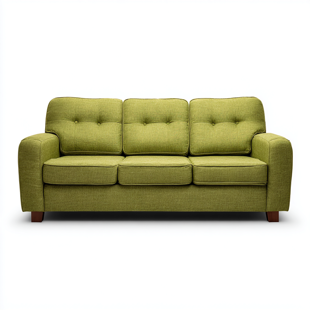 Sofá lineal tapizado en tela 208x92x90 cm - verde - apto para salón - diseño moderno-Miviahanest