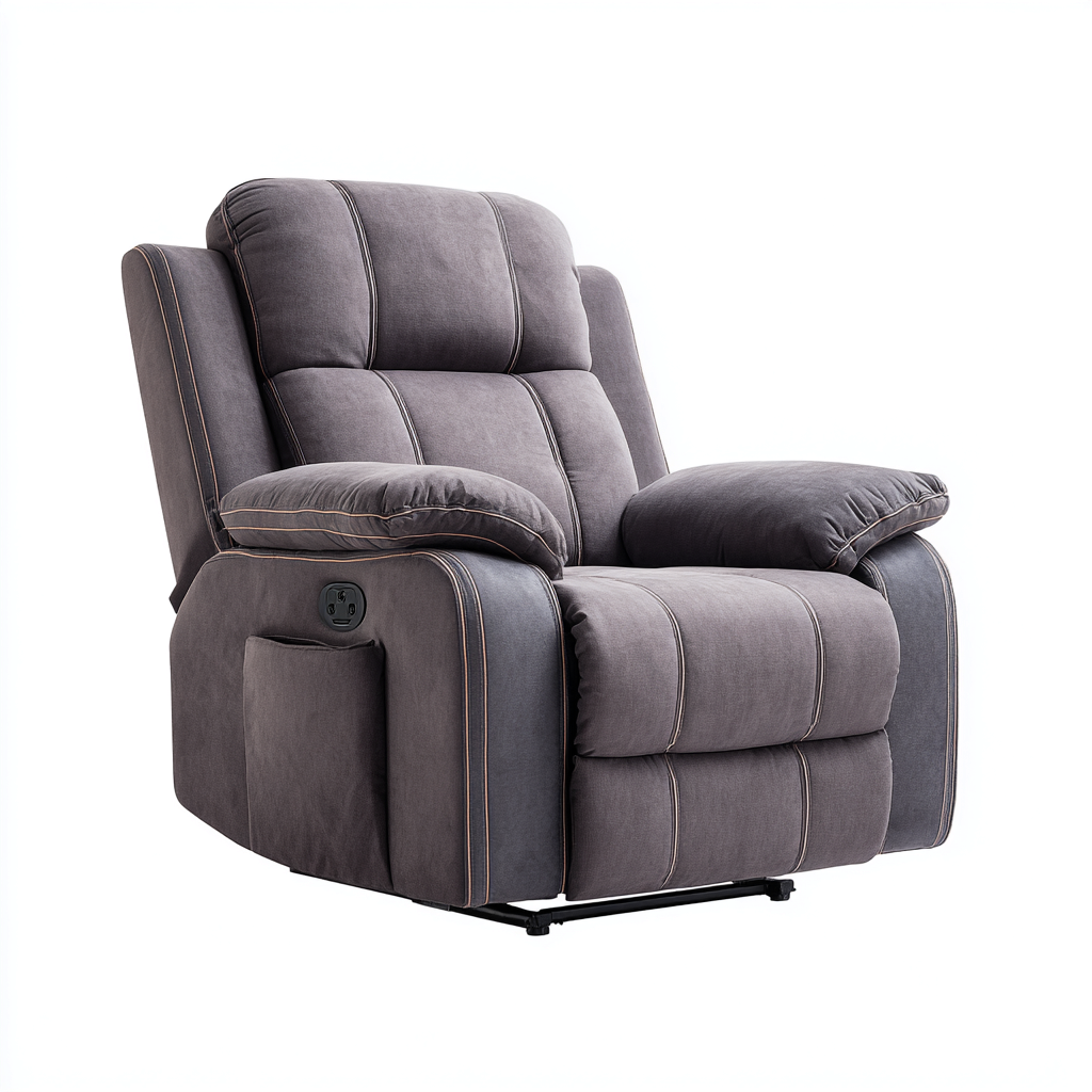 Sillón reclinable de tela 102x96x104 cm gris diseño moderno para sala de estar-Miviahanest