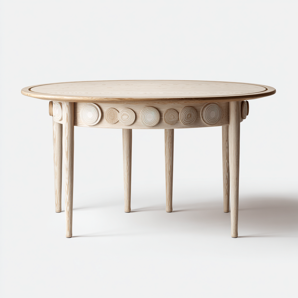 Mesa de comedor madera maciza 160x100x75 cm - madera clara - diseño artístico adecuado para comedor-Miviahanest