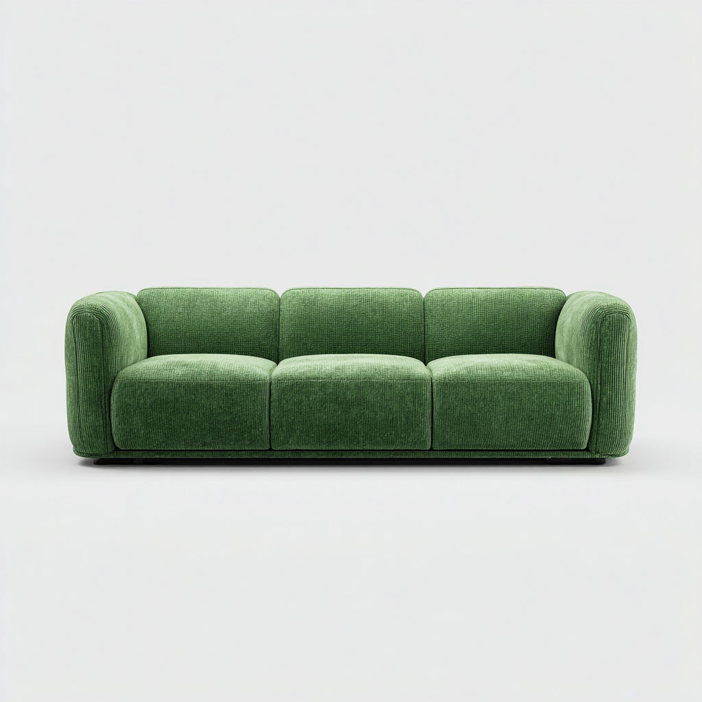 Sofá lineal tapizado en tela 225x95x82 cm - verde - apto para salón - diseño moderno-Miviahanest