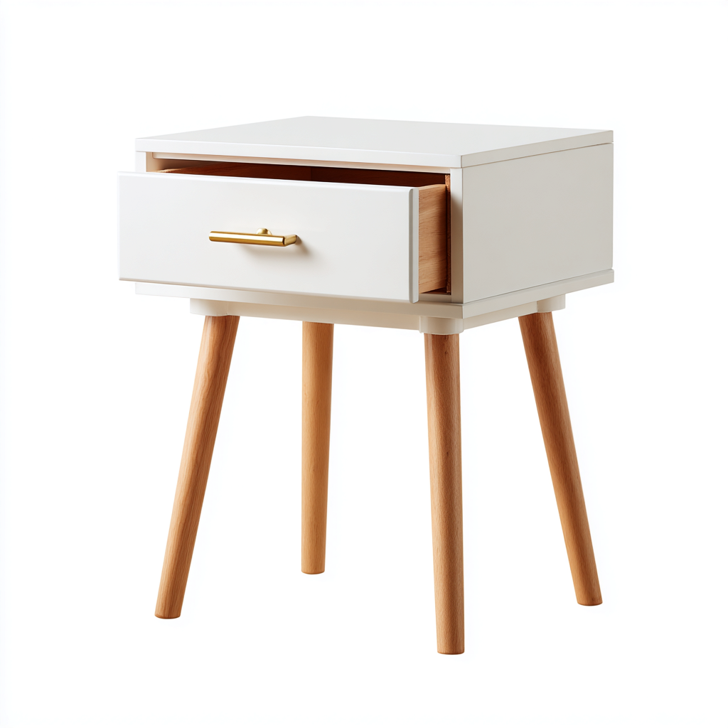 Mesita de noche - MDF - madera - 40x30x60 cm - blanco - madera - apto para dormitorio - diseño nórdico-Miviahanest