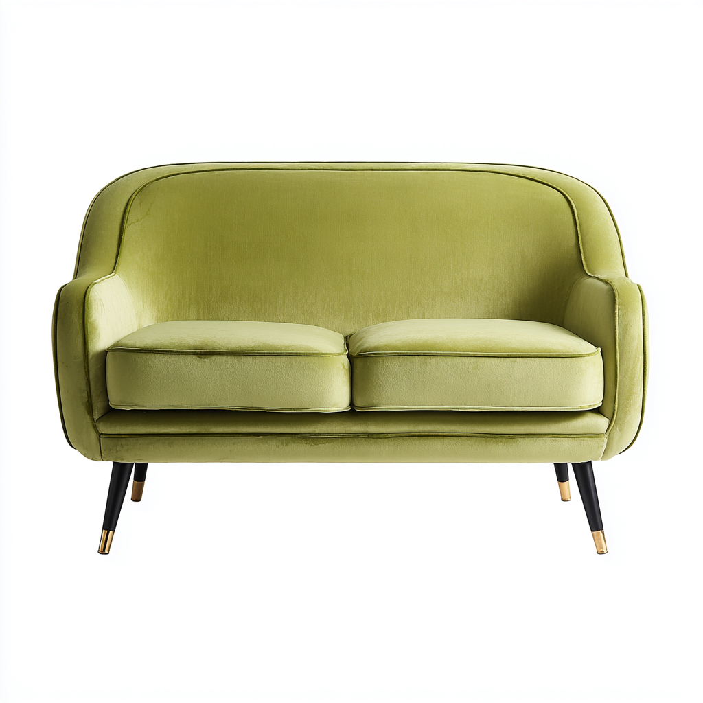 Sofá lineal tapizado en terciopelo 150x82x86 cm - verde - apto para salón - diseño moderno-Miviahanest