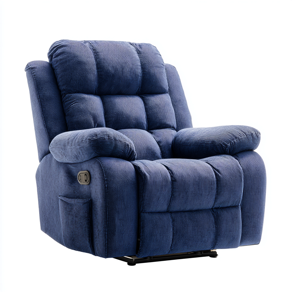 Sillón reclinable tapizado tela 96x90x105 cm - azul - diseño ergonómico con bolsillo lateral - apto para salón-Miviahanest