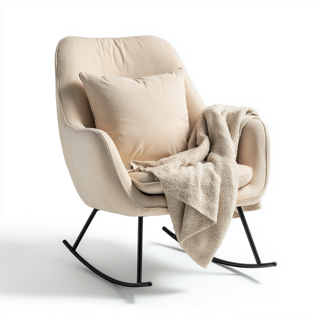 Mecedora tapizada en tela 100x78x95 cm - beige - apta para salón - diseño moderno-Miviahanest