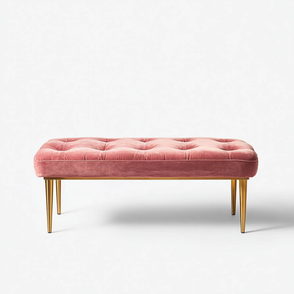 Banco de dormitorio tapizado terciopelo 110x40x45 cm - rosa - estilo moderno - para dormitorio-Miviahanest