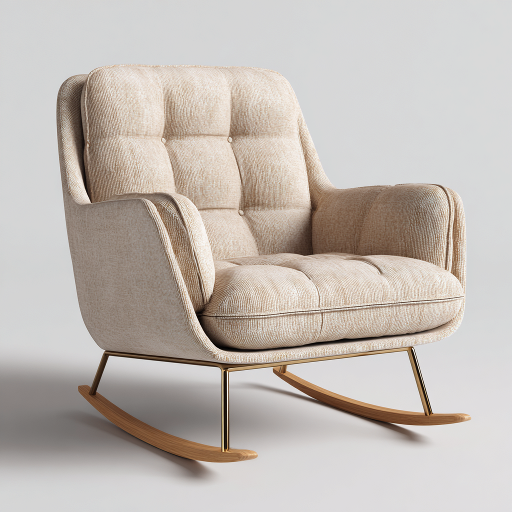 Mecedora tapizada en tela 102x80x96 cm - beige - apta para salón - diseño moderno-Miviahanest