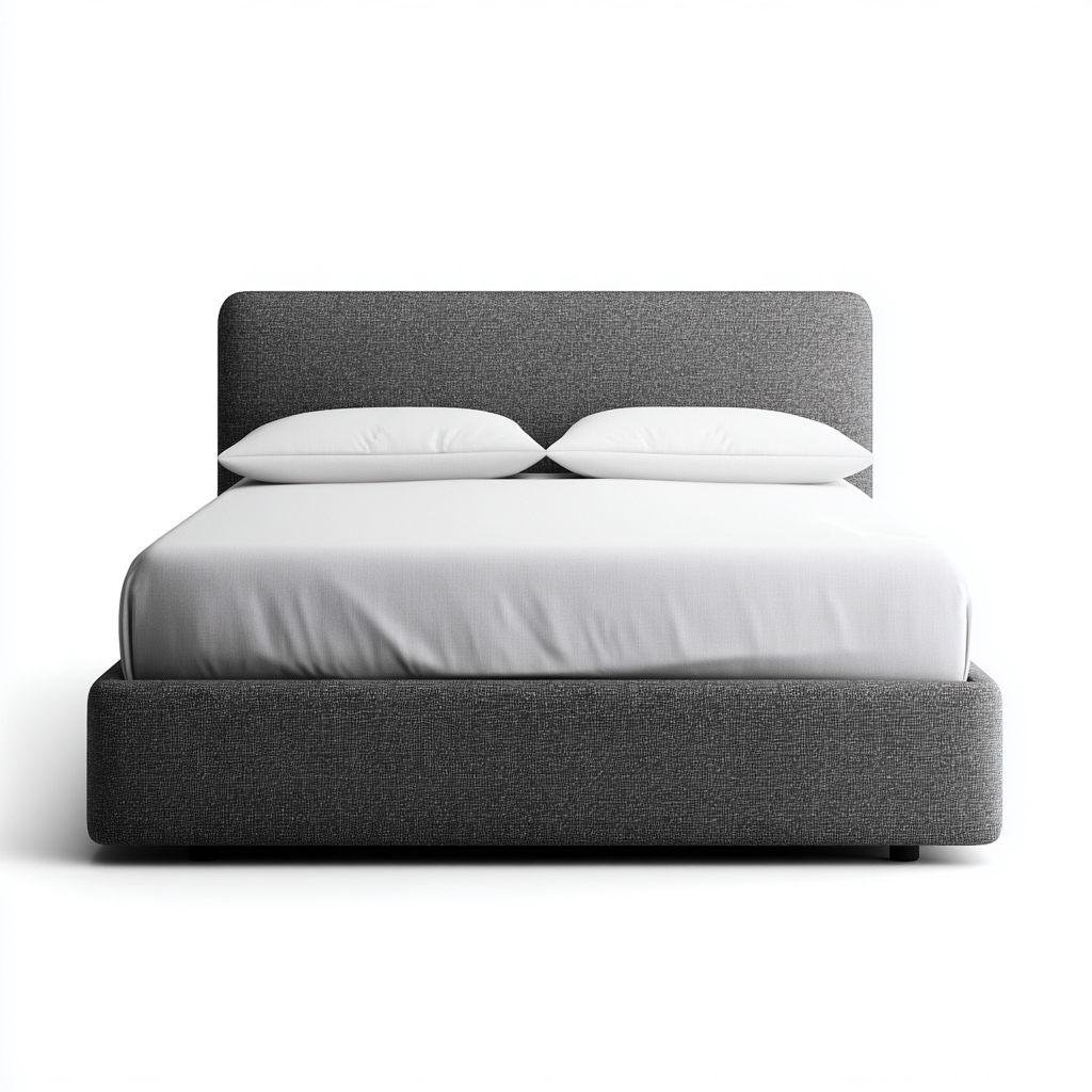 Cama matrimonial tapizada 200x180x105 cm gris para dormitorio diseño contemporáneo-Miviahanest