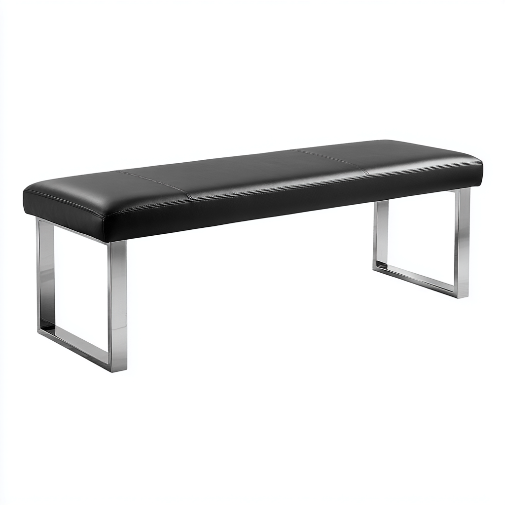 Banco de dormitorio tapizado en piel sintética 110x40x45 cm - negro - diseño moderno apto para dormitorio-Miviahanest