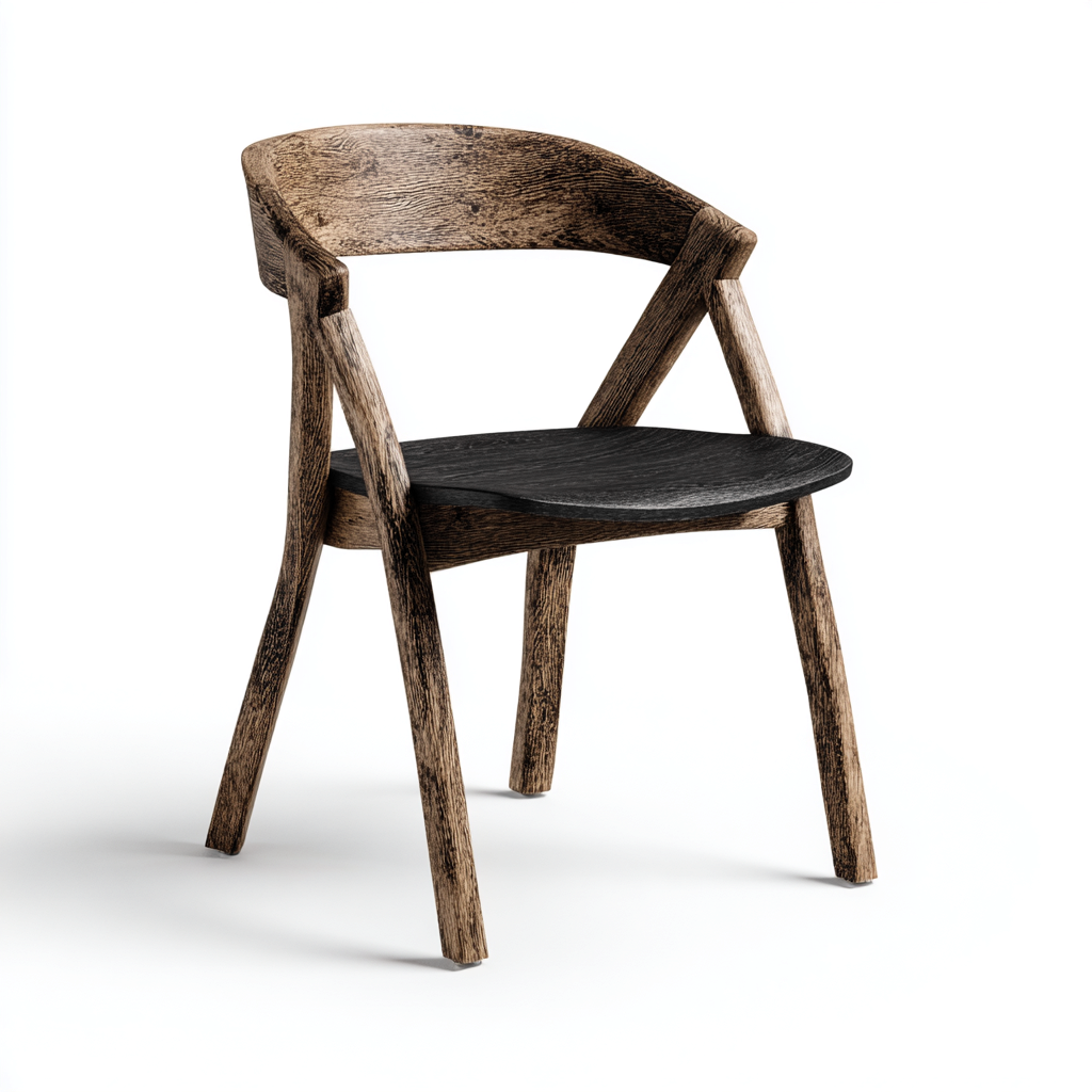 Silla de comedor de madera maciza con asiento de madera 50x47x80 cm - roble envejecido - negro - apto para comedor - diseño rústico-Miviahanest