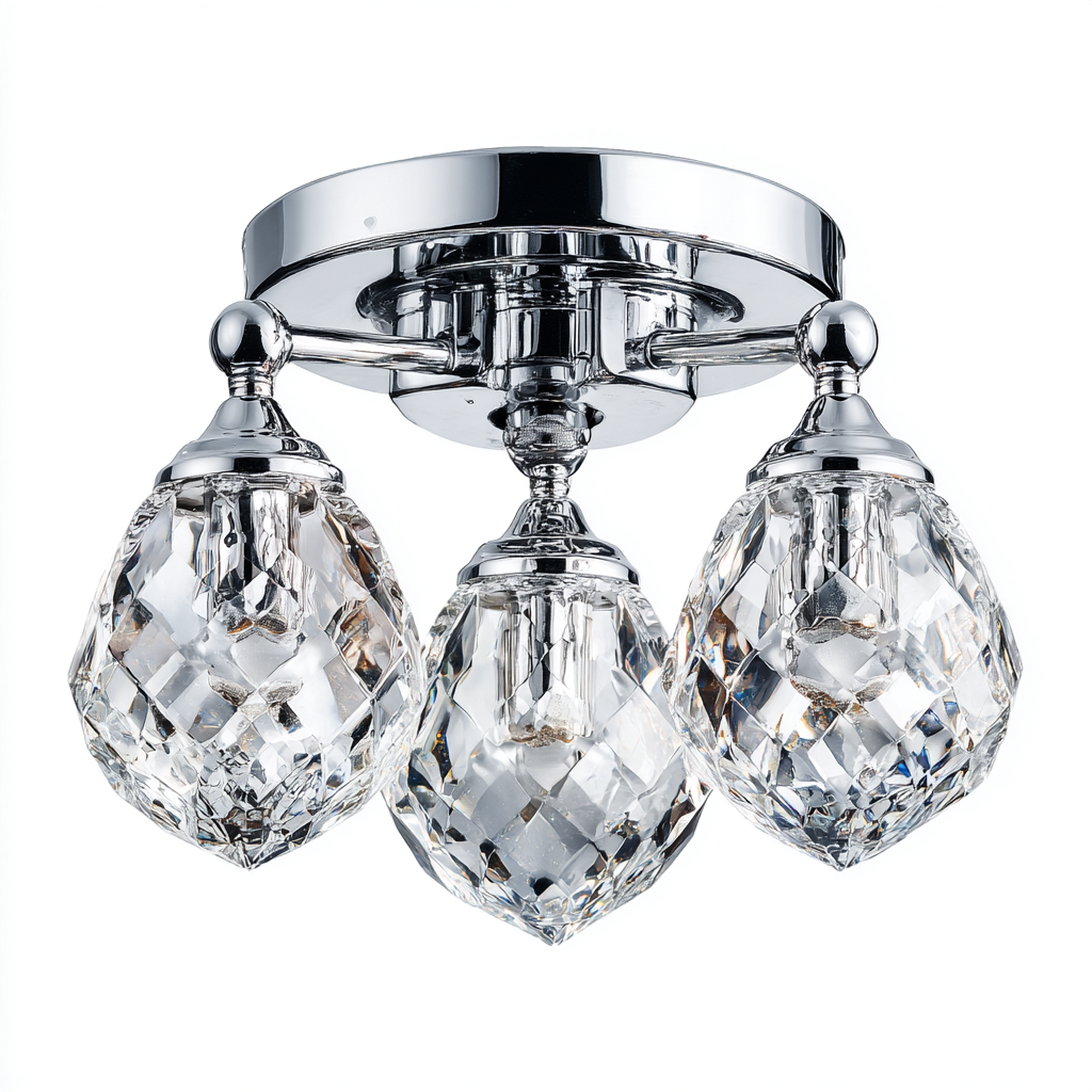 Lámpara de techo cristal - metal 25x25x18 cm - transparente - cromado - apta para salón - dormitorio - diseño clásico-Miviahanest