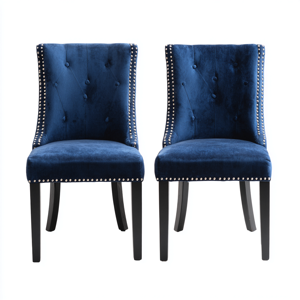 Silla de comedor tapizada en terciopelo 60x50x90 cm - Azul - Diseño clásico apta para comedor-Miviahanest